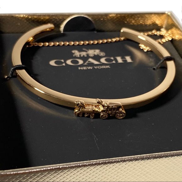 Coach Bracelet 2.25” Horse And Carriage Double Chain Cuff - Picture 4 of 11